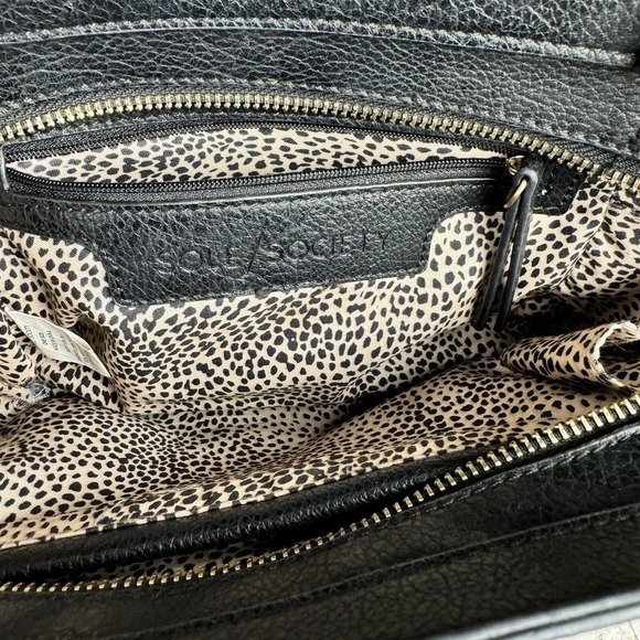 Sole Society  Black Pebbled Leather With Gold Tone Adjustable Strap‎ Crossbody - Picture 8 of 15